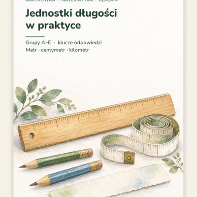 Jednostki długości — kartkówka z matematyki, klasa 4, grupy A–E — okładka