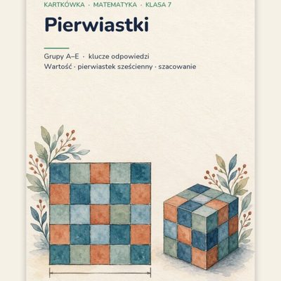 Pierwiastki — kartkówka z matematyki, klasa 7, grupy A–E — okładka
