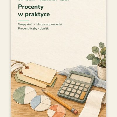 Procenty — kartkówka z matematyki, klasa 7, grupy A–E — okładka