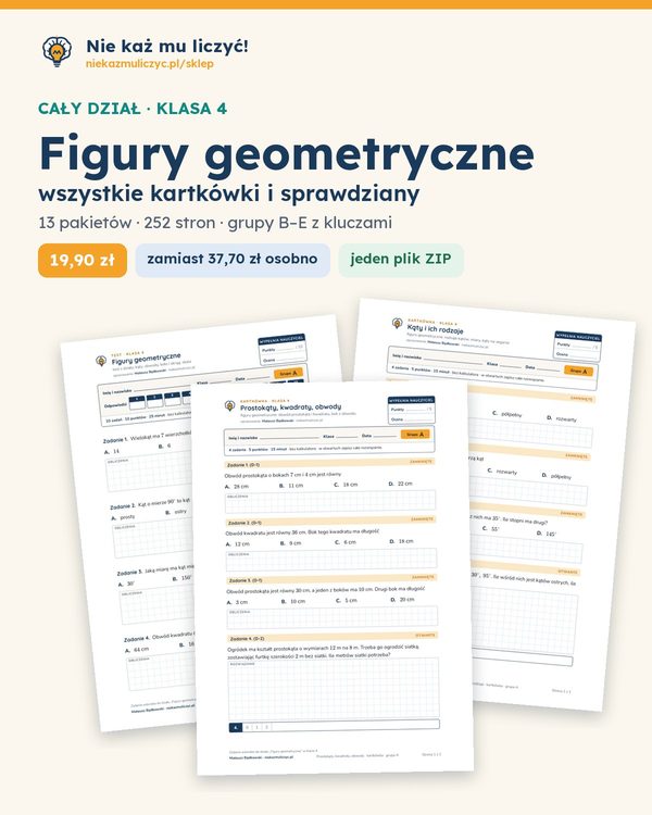 Okładka: Figury geometryczne — cały dział, klasa 4 (13 pakietów)