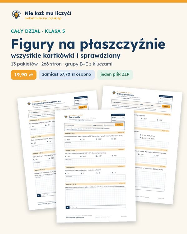 Okładka: Figury na płaszczyźnie — cały dział, klasa 5 (13 pakietów)