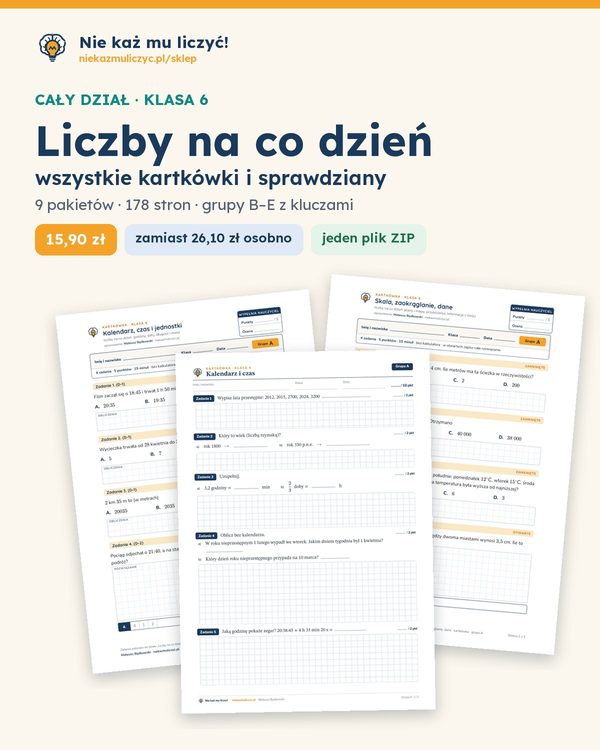 Okładka: Liczby na co dzień — cały dział, klasa 6 (9 pakietów)
