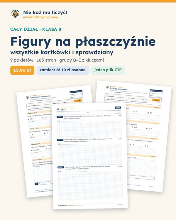 Okładka: Figury na płaszczyźnie — cały dział, klasa 8 (9 pakietów)