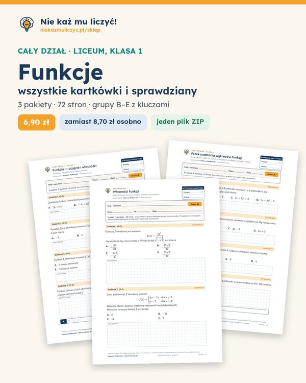 Okładka: Funkcje — cały dział, liceum, klasa 1 (3 pakiety)