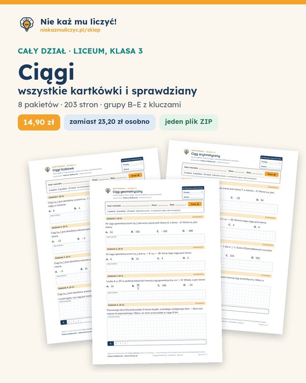 Okładka: Ciągi — cały dział, liceum, klasa 3 (8 pakietów)